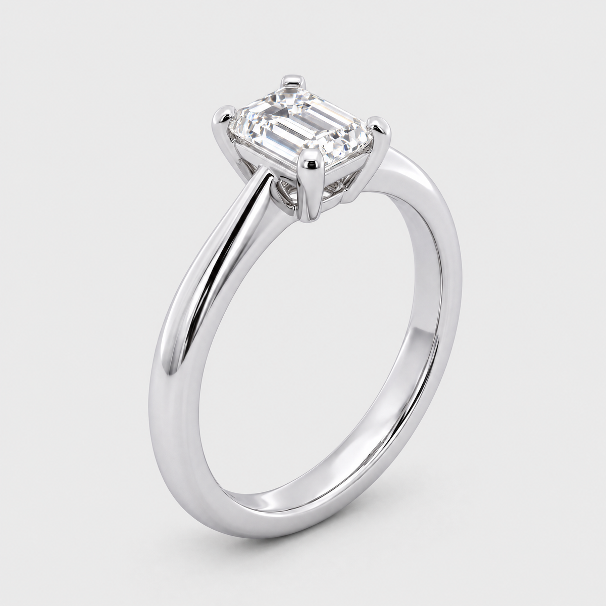 18ct White Gold 0.76ct Emerald Cut Diamond Ring, front view