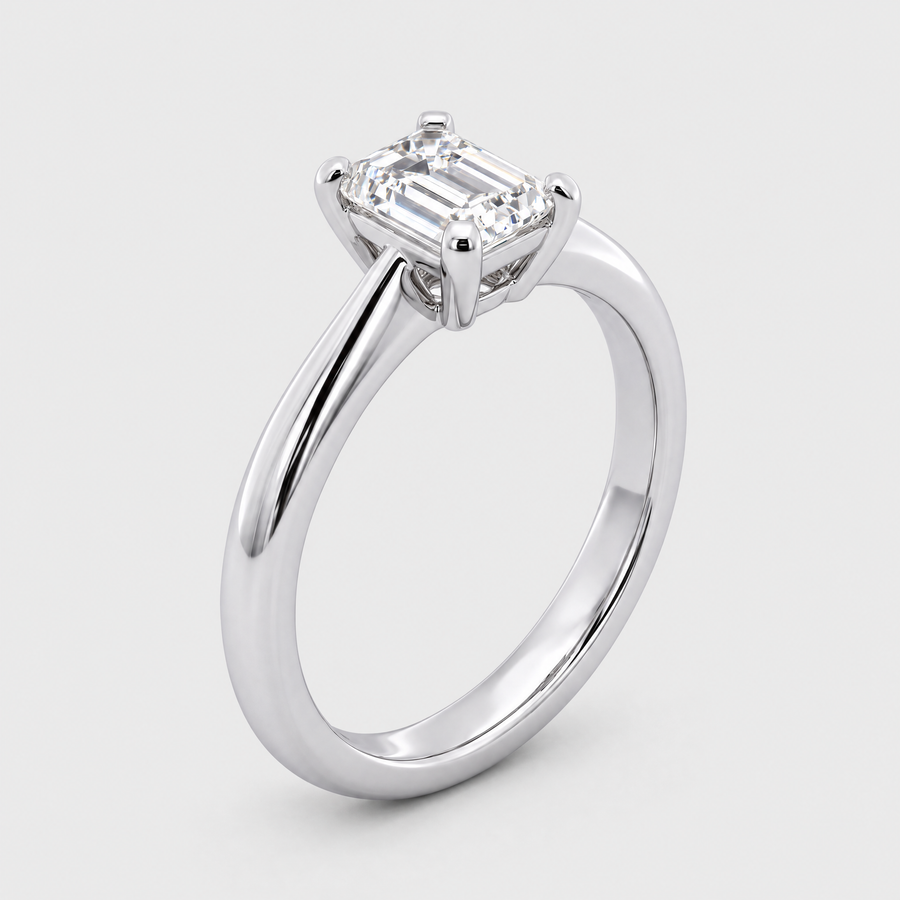 18ct White Gold 0.76ct Emerald Cut Diamond Ring, front view