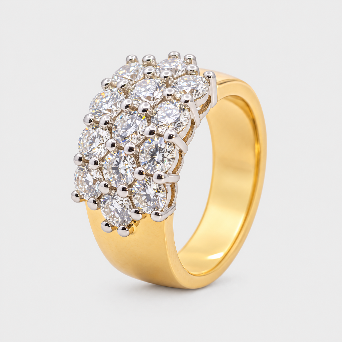 18ct Yellow Gold and Platinum Diamond Ring, front view