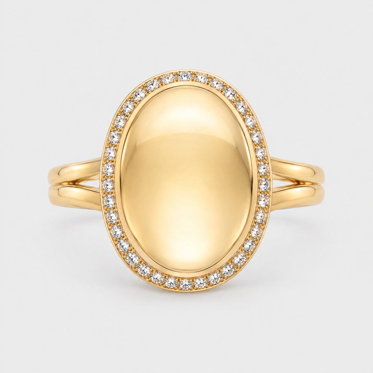 18ct Yellow Gold and Diamond Dome Ring, front view