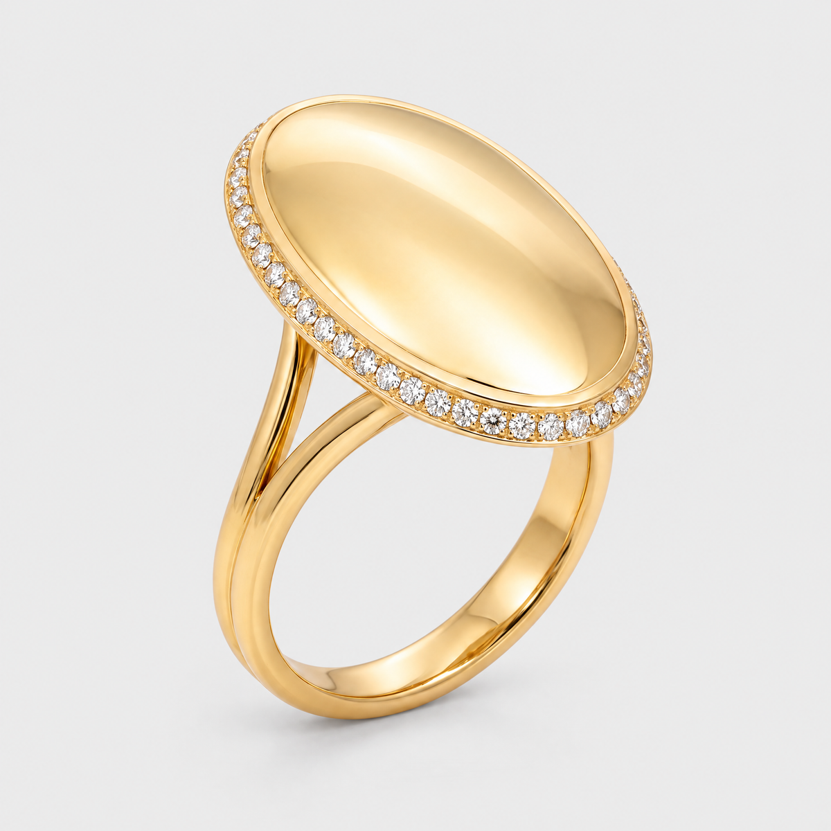18ct Yellow Gold and Diamond Dome Ring, front view