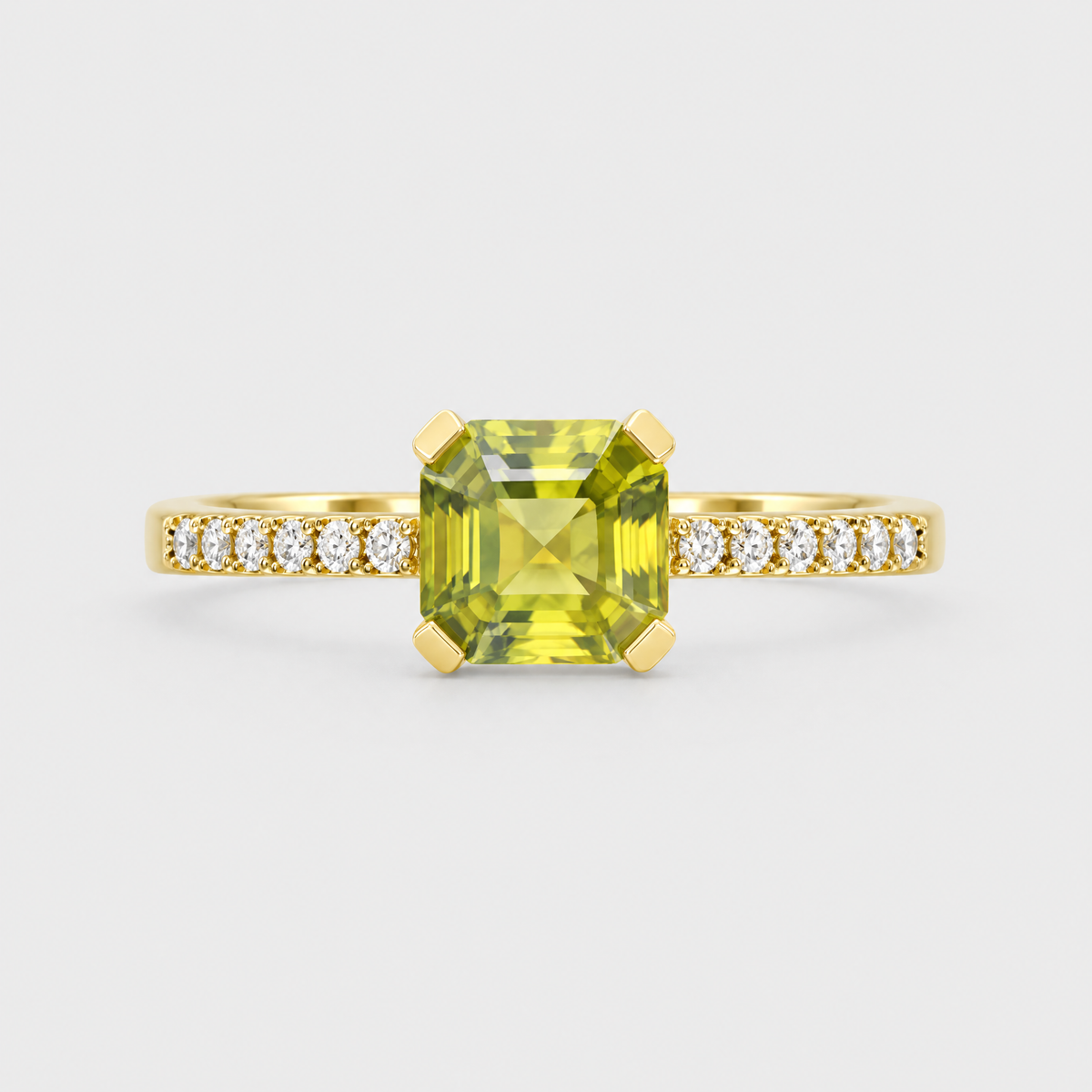Yellow Sapphire and Diamond Ring - Dionne, front view
