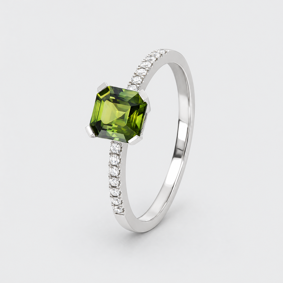 Green Sapphire and Diamond Ring - Dionne, front view