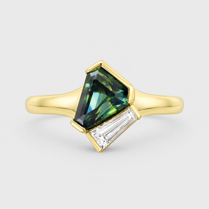 Parti Sapphire and Diamond Ring - Wren, front view