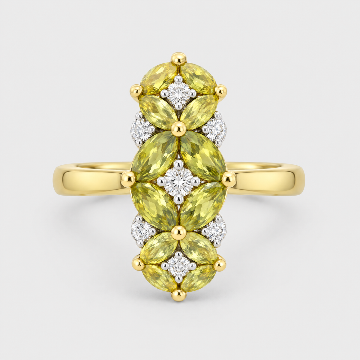 Sapphire and Diamond Ring - Primrose, front view