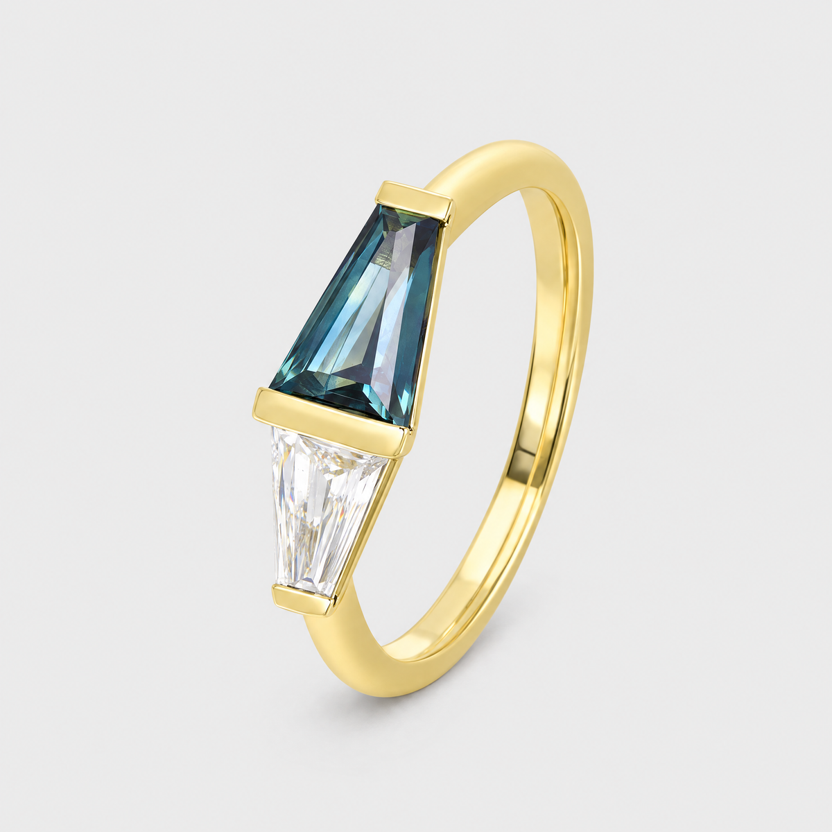 Light Blue Sapphire and Diamond Ring - Thea, front view