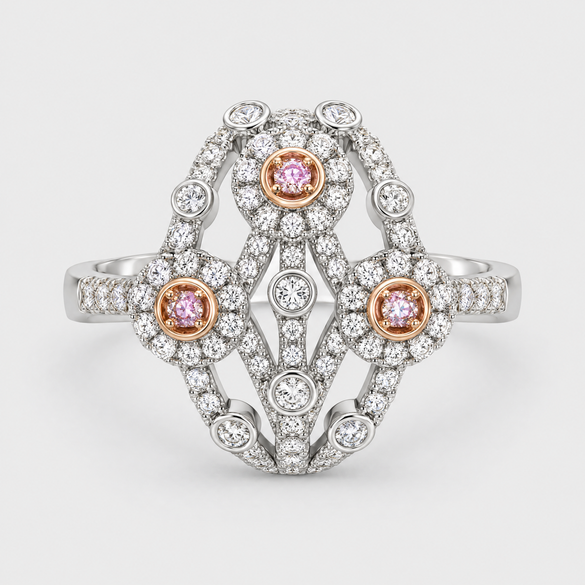 Argyle Pink Diamond Ring - Posy, front view