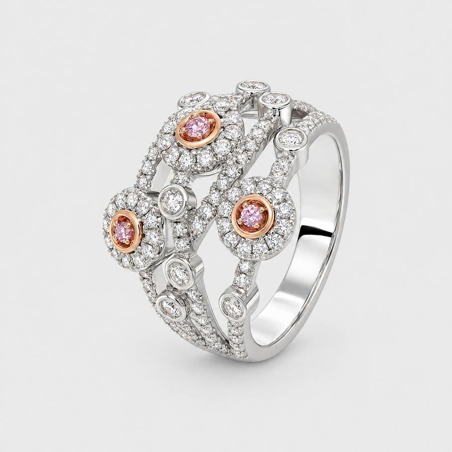 Argyle Pink Diamond Ring - Posy, front view