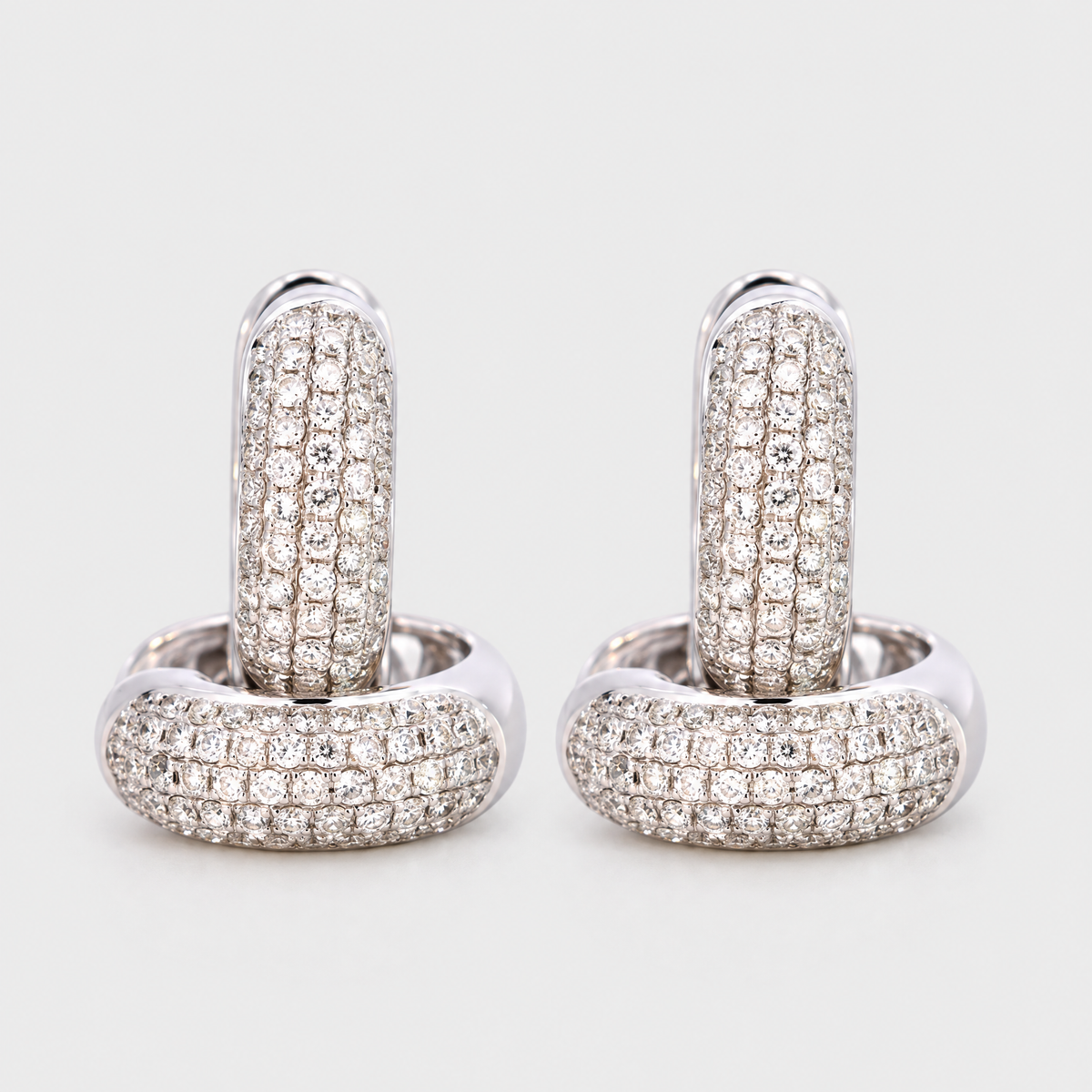 18ct White Gold Diamond Huggies, front view