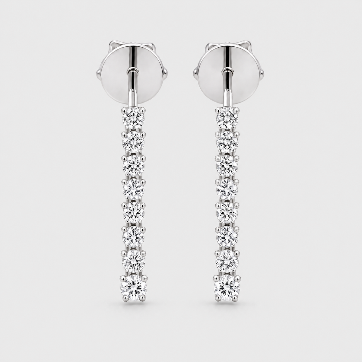 18ct White Gold Diamond Drop Earrings, front view
