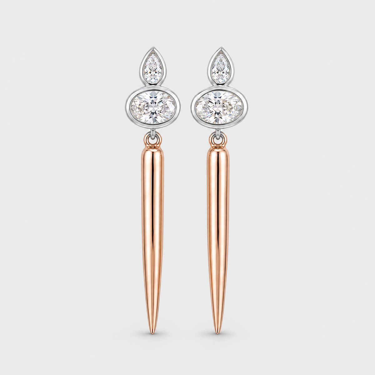 Diamond Drop Earrings, front view