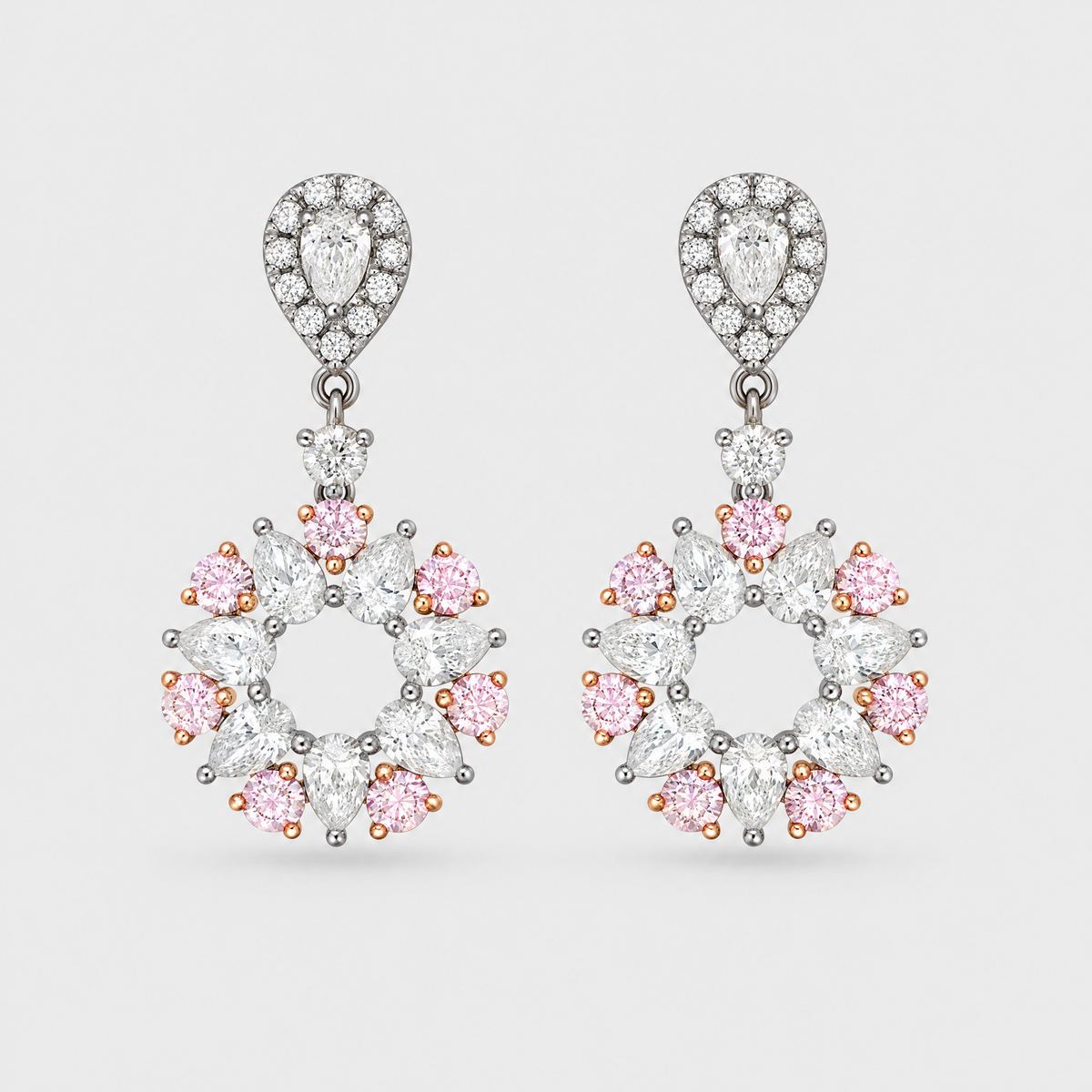 Argyle Pink Diamond Earrings - Fantasia, front view