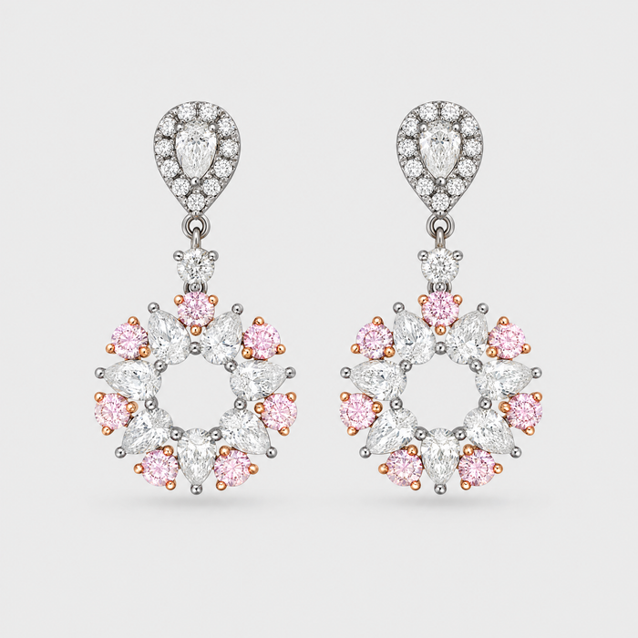 Argyle Pink Diamond Earrings - Fantasia, front view