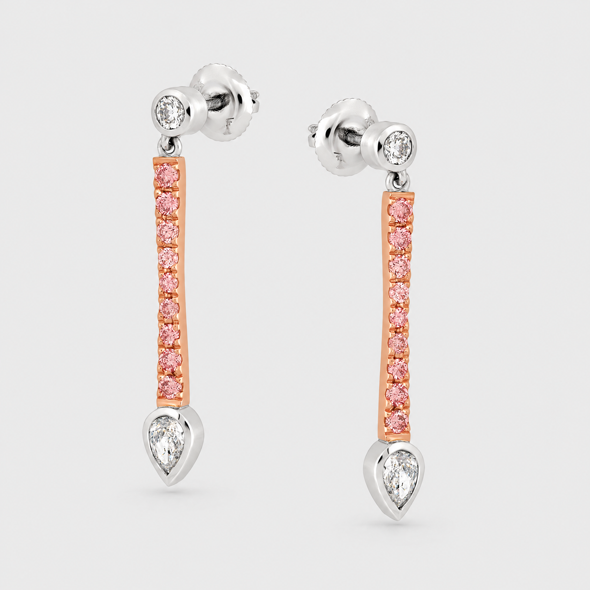 Argyle Pink and White Diamond Earrings - Desert Rose, front view