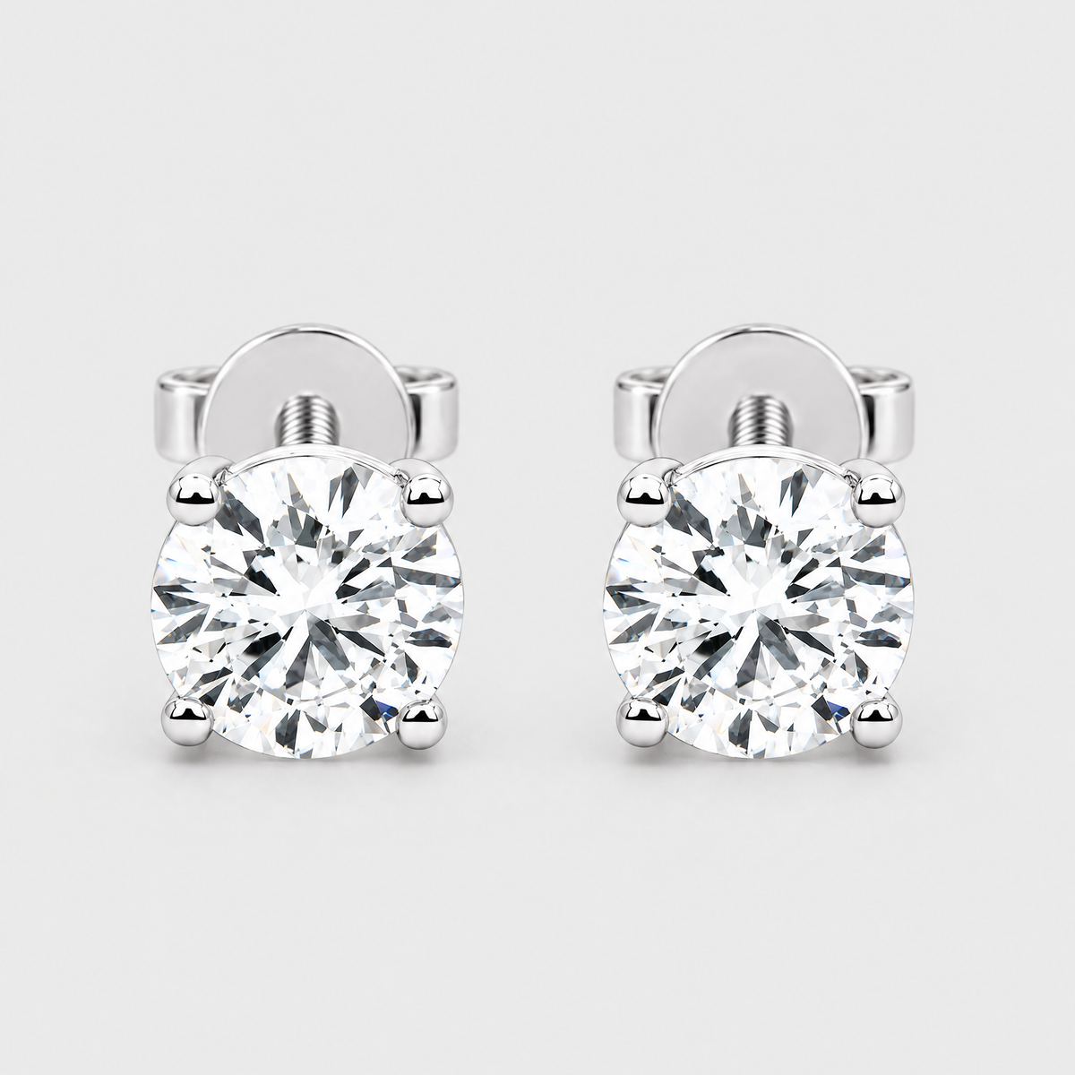 18ct White Gold 1.0ct Diamond Stud Earrings, front view