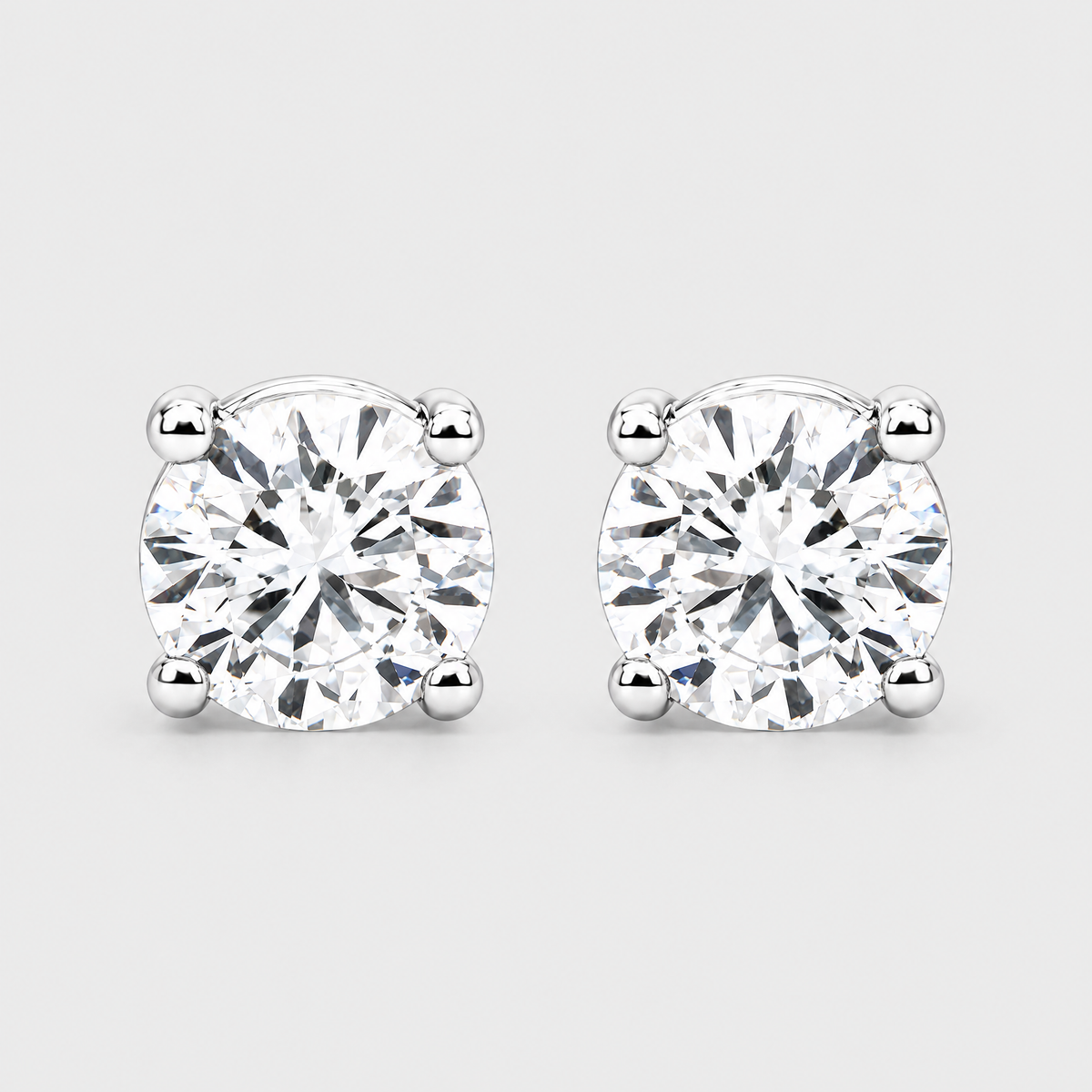 1.0ct Diamond Stud Earrings, front view