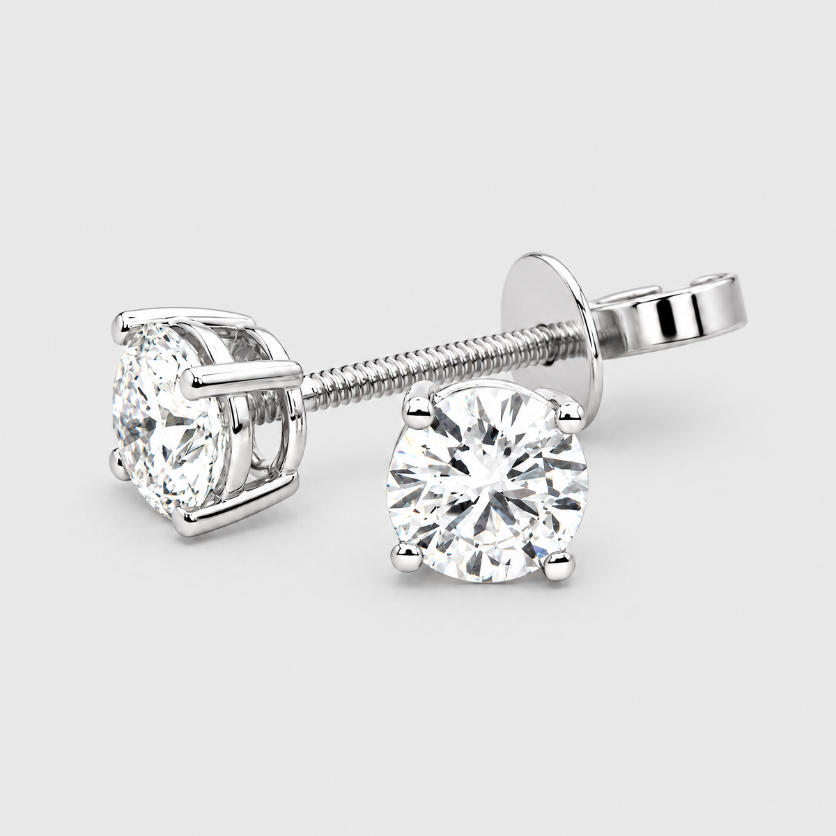 1.0ct Diamond Stud Earrings, front view