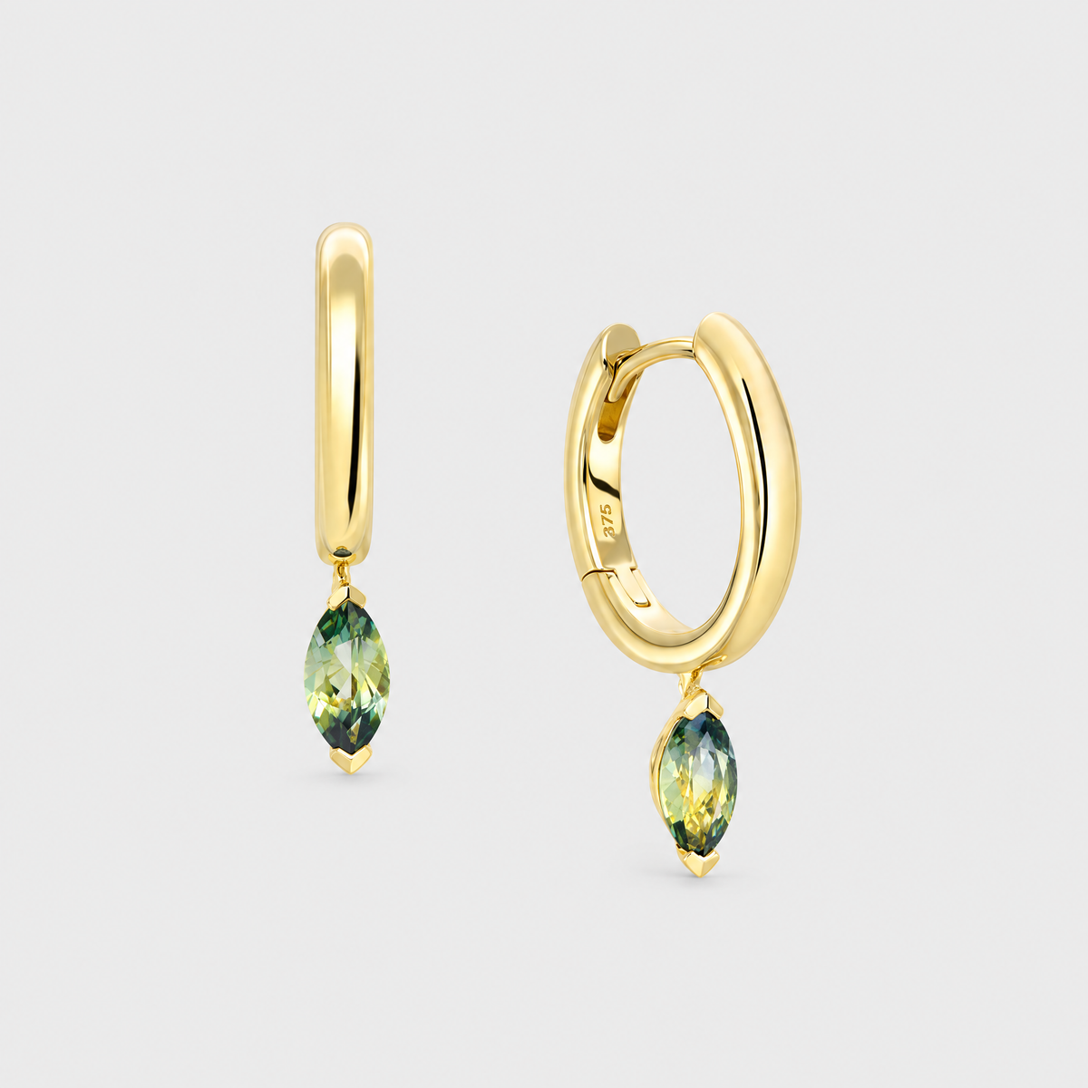 Parti Sapphire Hoop Earrings - June, front view