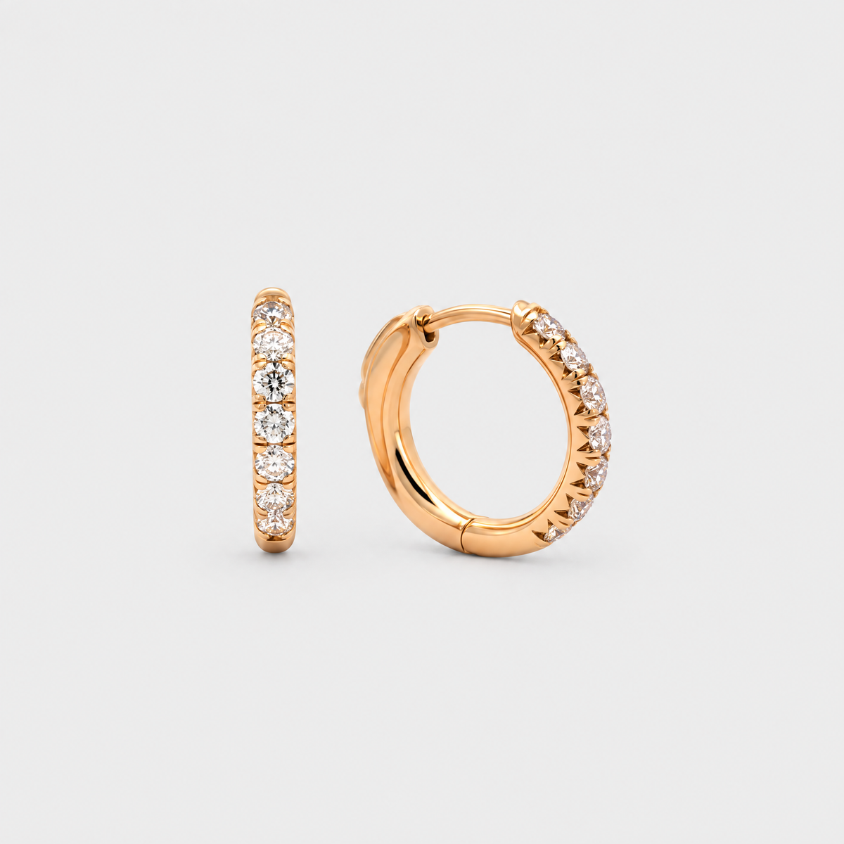 18ct Yellow Gold Diamond Hoop Earrings, front view