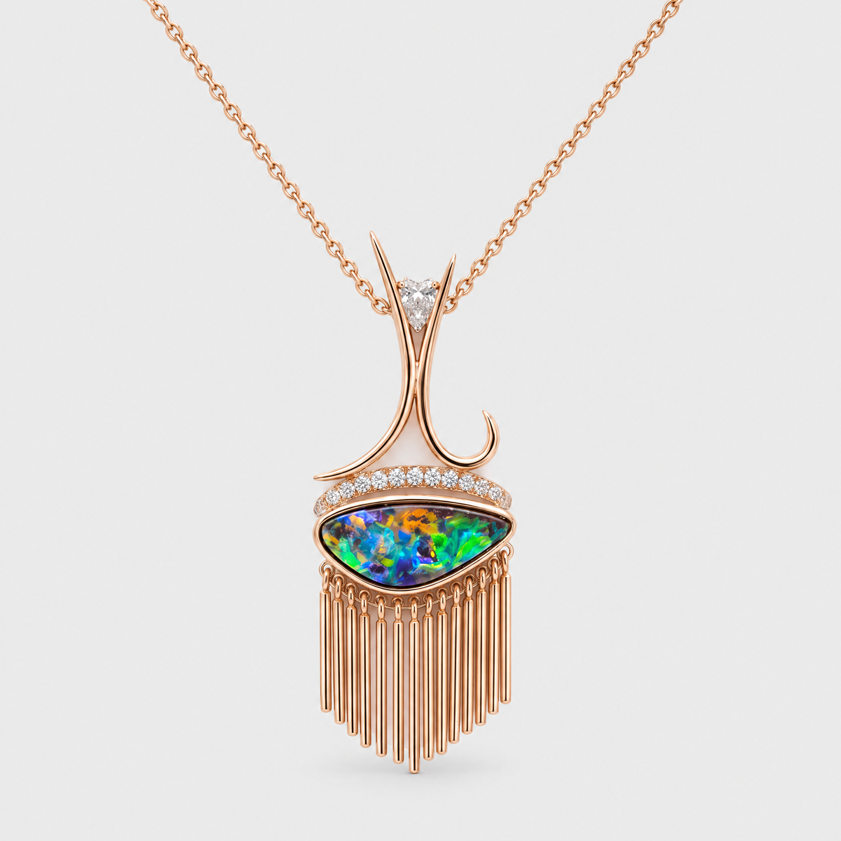 Opal and Diamond Pendant - Chimes, front view