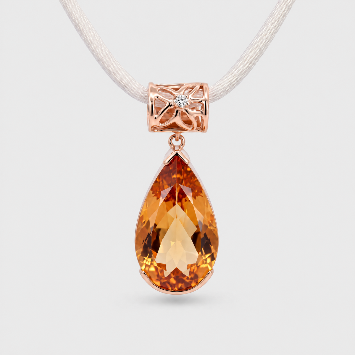 Citrine and Diamond Pendant, front view
