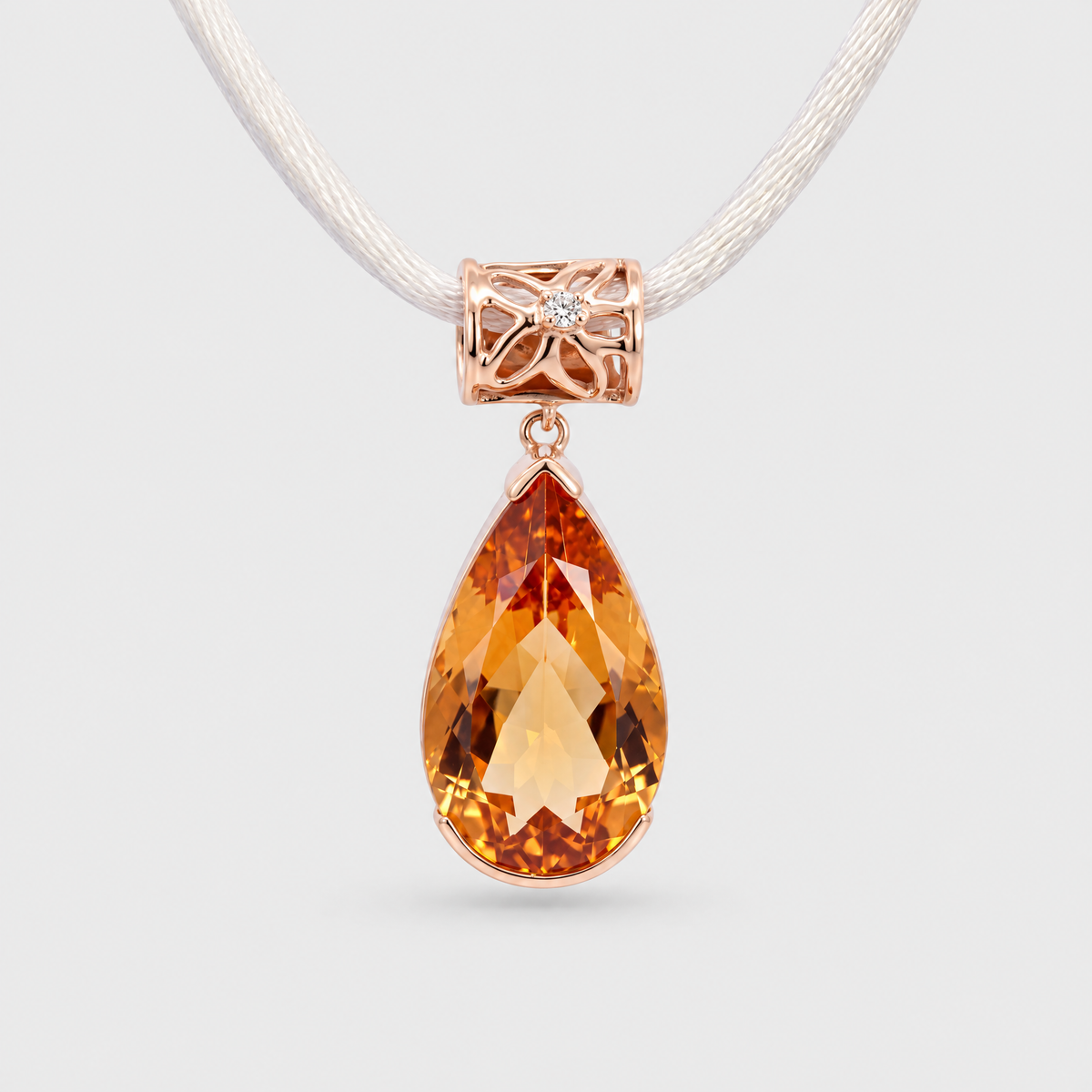 Citrine and Diamond Pendant, front view