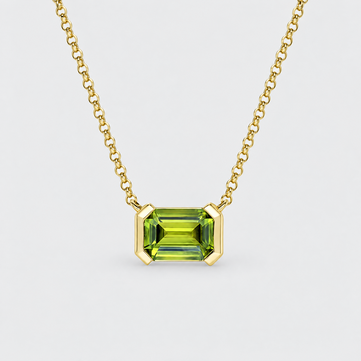 Green Sapphire Necklace - Austen, front view