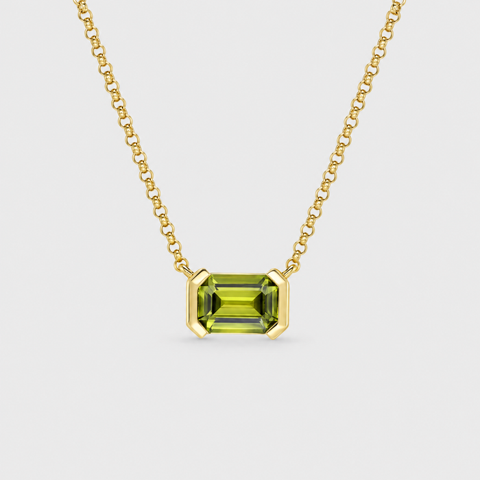 Green Sapphire Necklace - Austen, front view