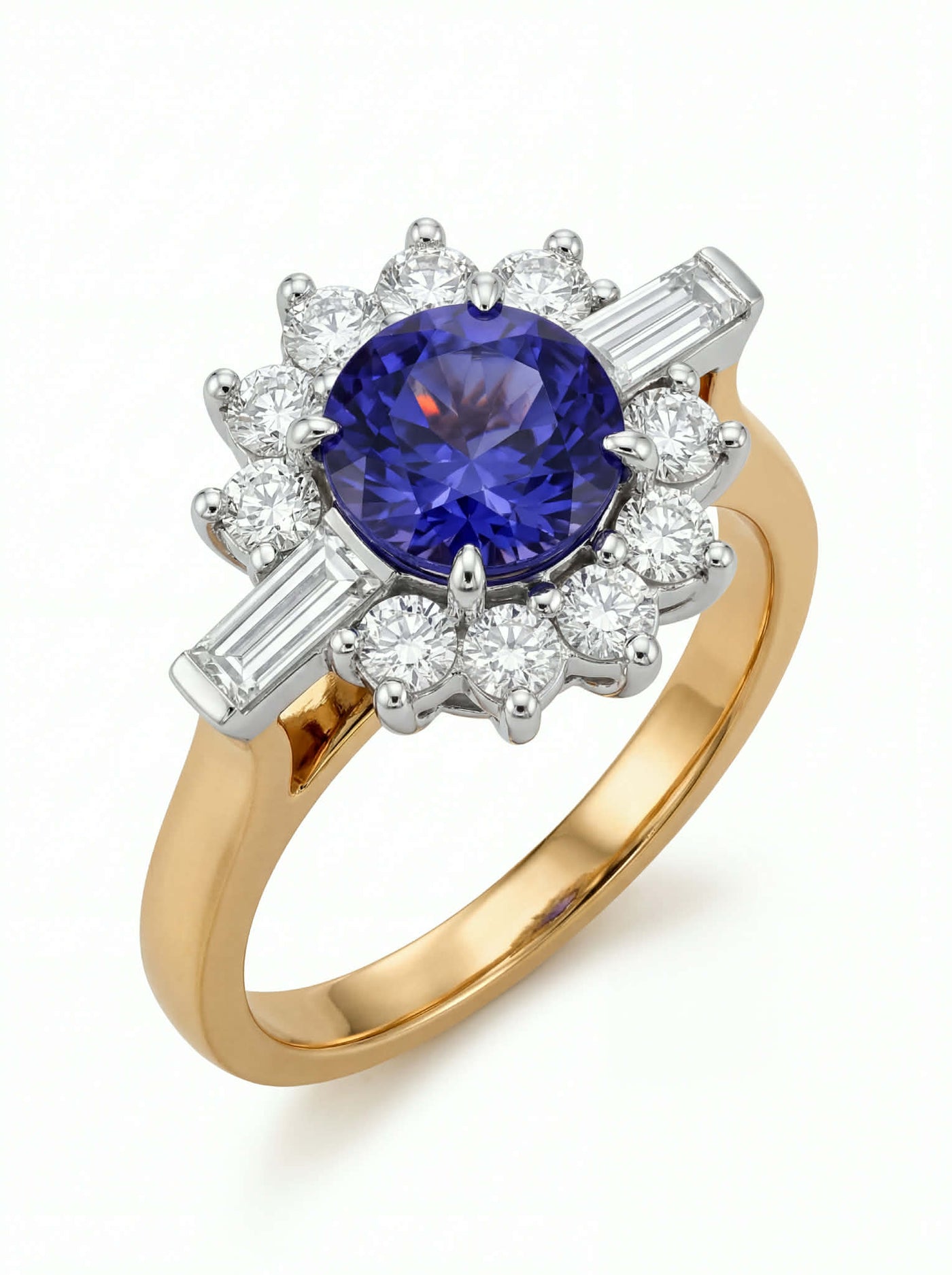 HANDCRAFTED TANZANITE AND DIAMOND RING